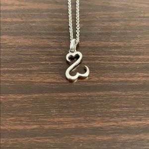 Silver double heart necklace